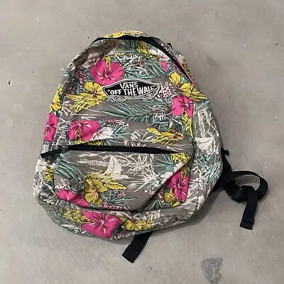 Vans Off The Wall Hawaiian Flowers Floral Backpack Bag Purse Lightweight Pocket • $16.96