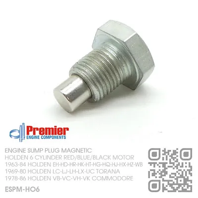 Premier Magnetic Sump Plug 6 Cyl 173 & 202 Motor [holden Vb-vc-vh-vk Commodore] • $33.50