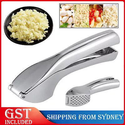 Garlic Press Crusher Stainless Steel Kitchen Mincer Masher Squeezer Tool Silver • $16.68