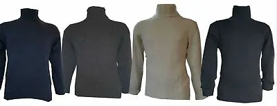 Mens Polo Roll Neck Knitted Long Sleeve Turtle  Neck Winter Pullover Jumper Top • £12.99