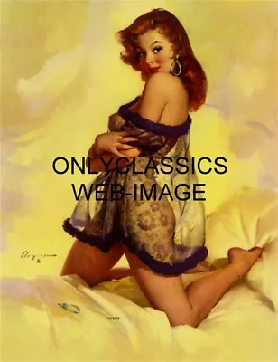 1957 Radiant Redhead Bedroom Beauty Colette Pinup Gil Elvgren Poster Cheesecake • $13.17