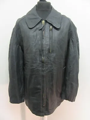Vintage Italian Police Motorcycle Leather Half Belt Patrol Jacket Size M • $98.22