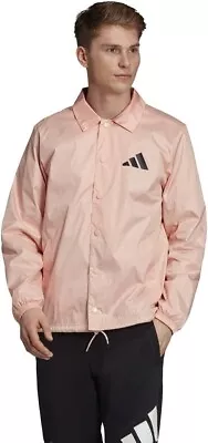 Adidas Men's TP Coaches Jacket Glow Pink Snap Windbreaker Jacket Size M NEW • $39.99