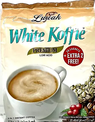 Luwak White Koffie Low Acid 3-In-1 Instant Coffee 20 Sachets X 20 G~ US SELLER • $15.75