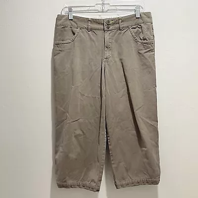 IBEX Womens’ Brown Organic Cotton Wide Leg Crop Pants Casual Hike Trail Size 10 • $24.99