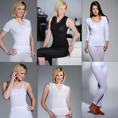 £5.99 • Buy Ladies Thermal Underwear-Vest, Short /Long Sleeved, Long John- White & Black New