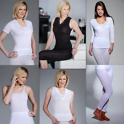 Ladies Thermal Underwear-Vest Short /Long Sleeved Long John- White & Black New • £6.99