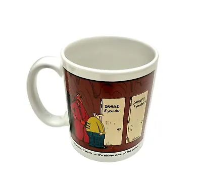 Vintage 80s Farside Damned If You Do Devil Door Coffee Tea Mug Cup • $12.99