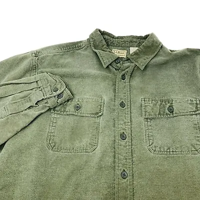 Vintage 1980's L.L. Bean Men's Green Chamois Long Sleeve Button Size XL Shirt • $19.99