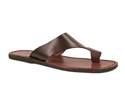 Brown Leather Thong Sandals For Men Handmade In Italy • £102