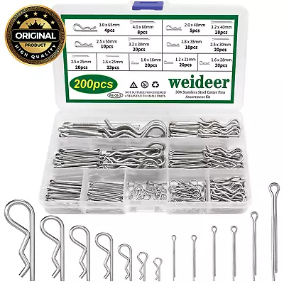 Weideer 13 Sizes Cotter Pin Assortment Kit - 304 Stainless Steel Hairpin Cotter  • $12.99