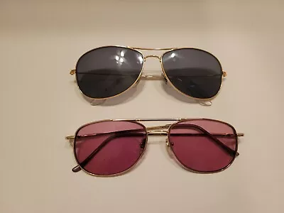 (2) VTG Ray Ban? Cockpit & Unbranded Gold Frame Prescription Sunglasses Blk Rose • $40.38