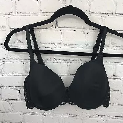 Wacoal Bra Womens 38D T-Shirt French Garden Seamless Underwire Black 85340 • $17.99