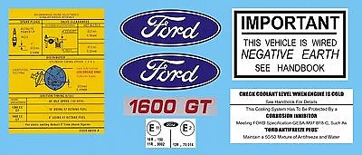 FORD RS 1600 & Mexico Under Bonnet Decal Set AVO  Mk1 & Mk2 Escort Stickers • $34.35
