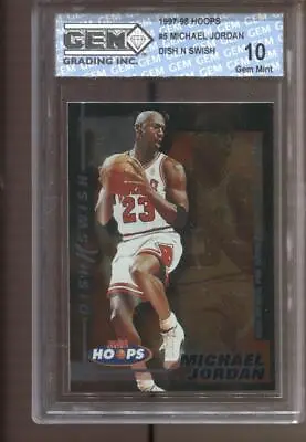 1997-98 Michael Jordan Hoops Dish N Swish Gem Mint 10 Chicago Bulls GOAT MVP HOF • $84.99