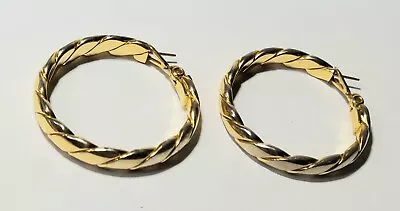 Vintage Monet Twisted Hoop Clip On Earrings Gold Tone Signed 1.50  • $14.95