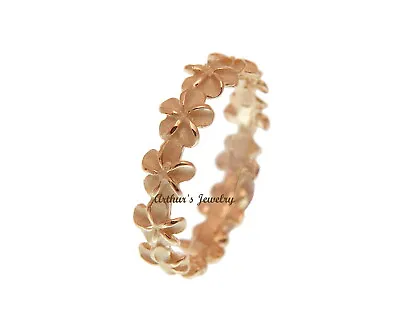 Rose Gold Plated Silver 925 Hawaiian 5mm Plumeria Flower Lei Ring Size 1 - 10 • $13.99