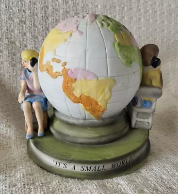 Vintage F.S.P. Inc. Ceramic Music Box World Globe  IT S A SMALL WORLD  Works • $12