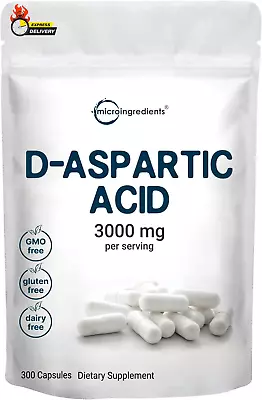D Aspartic Acid Pills DAA Supplement 3000Mg Per Serving 300 Capsules • $26.95