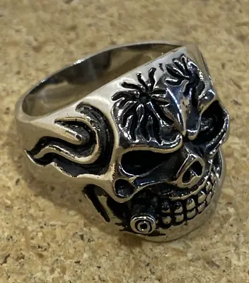 Mens Skull Motorcycle Stainless Steel Biker Ring • $10