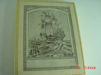 50 Vintage Antioch Bookplate Company  Sailing Ship  Bookplates  Sealed Box • $25