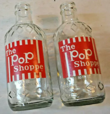Lot Of 2 Vintage The Pop Shoppe Glass Bottles 10 Fluid Ounces  • $11.99