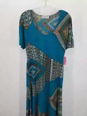 Pre-Owned Veronica M Blue Size Small Printed Maxi Short Sleeve Dress • $28.99