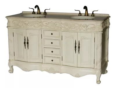 60-Inch Antique Style Double Sink Bathroom Vanity Model 7760-261 BE • $1619