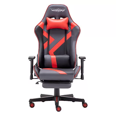 Faux Vegan Leather Gaming Office Chair Recliner W/ Lumbar Support - Red/Black • $199