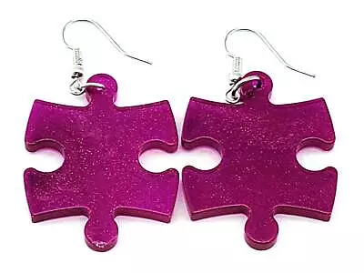 Puzzle Piece Earrings Borealis Style - Purple • $3.52