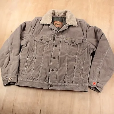 Vtg LEVI'S Quilt Lined Insulated Sherpa Collar Corduroy Trucker Jacket MEDIUM • $58