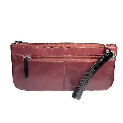 Sophia Visconti Wristlet Leather Wallet Purse | Color Burgundy Brown EXCELLENT! • $34.99