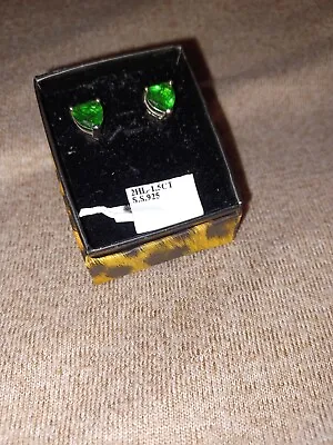 NWT Mt. St Helens Helenite Green Heart Shaped Stud Earrings With Gift Box • $25