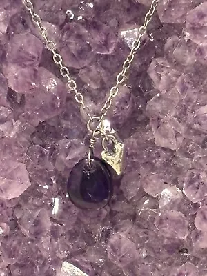 New/NIB Jes MaHarry Necklace Amethyst Heart Chain Sterling Peace Serenity Balanc • $85