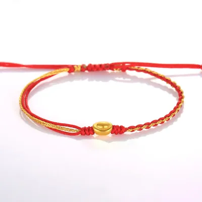 Pure 24K Yellow Gold Bracelet Yuanbao Woman's Lucky Knitted Bracelet 6.3 L   • £33.57