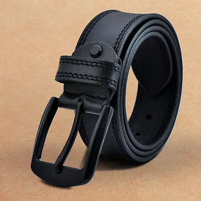 Mens 100%  Genuine FULL GRAIN Casual Leather Dress Belts Jeans Buckle US Stock • $19.95