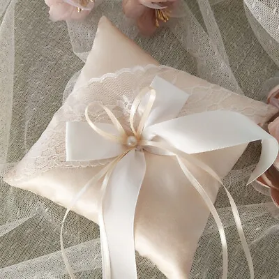 £7.55 • Buy White Lace Ribbon Wedding Ring Pillow Ring Bearer Cushion Wedding Ceremony