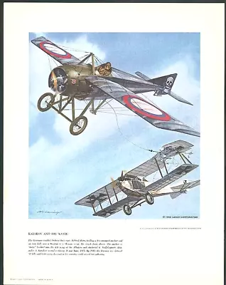 Vintage 1960 Leach Heritage Collection World War I Airplane Kazakov Art Print • $12