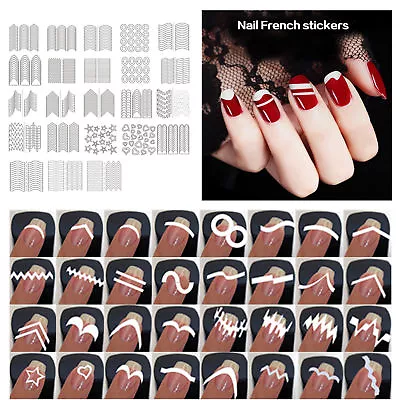 French Tip Guides Sticker Manicure Stripe Edge Nail Art Toes Decoration DIY • $2.59