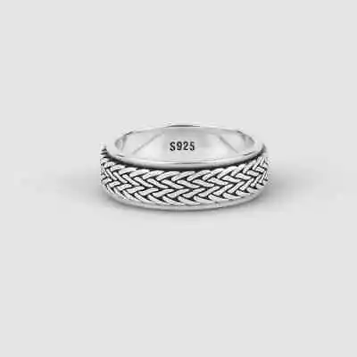 925 Sterling Silver Meditation Spinner Handmade Ring All Size N56 • $15.99