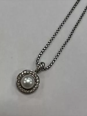 David Yurman Crossover 8mm White Pearl Necklace With Pave Diamonds • $5.50