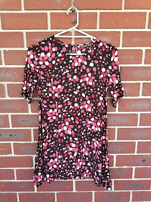 Mister Zimi Size 8 Tina Mini Dress In Posey Print Black Pink Floral • $40