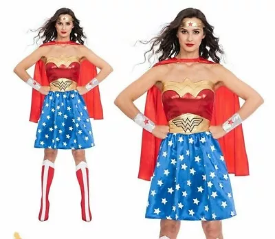 £14.99 • Buy Adult Ladies Wonder Woman Costume Womens Superhero Fancy Dress  Medium