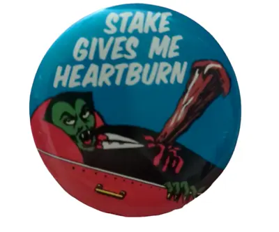 Vintage Topps Batty Button Pin 70s Round Dracula Horror Stake Gives Me Heartburn • $49.99