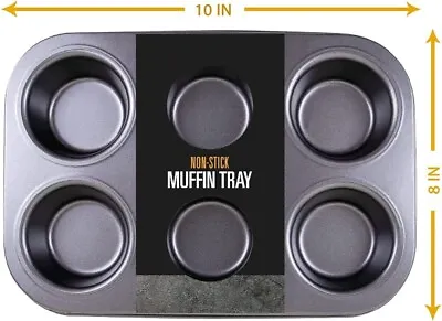 £3.99 • Buy 6 Cup Muffin Tray Non Stick Cake Pan Baking Deep Tin Cupcake Steel Bakeware Xmas