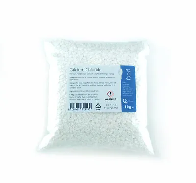 CALCIUM CHLORIDE 1kg - Dihydrate Flake Food Grade CaCl2 • £9.99