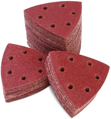 100PCS Triangle Sanding Pads Hook Loop Sandpaper 3-1/2 In Oscillating Multi-Tool • $17.99