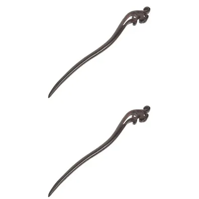  2 Pack East African Ebony Miss Dangle Retro Wooden Hair Stick • £11.39