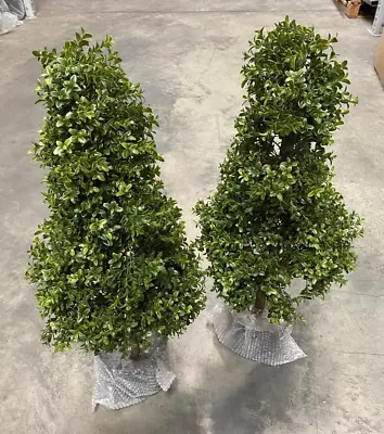 Blooming Artificial 90cm Green Boxwood Tower Pair Bundle Topiary Tree DAMAGED • £20