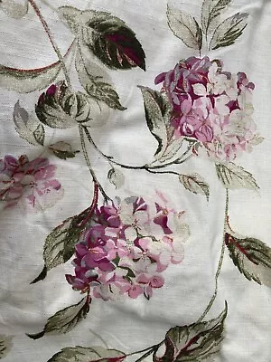 A Pair Of Laura Ashley Hydrangea Pink Natural Background Curtains W206 X L180cm • £95